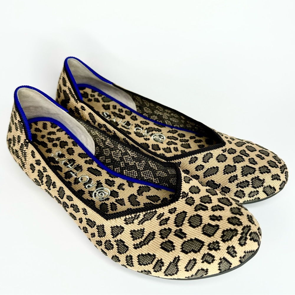 Women's 9 Rothy's RETIRED leopard print round toe the loafer ballet flats shoes